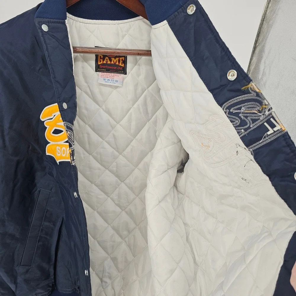 Vintage Golden Bears Softball‎ Jacket Mens L Embroidered Snap Front Retro